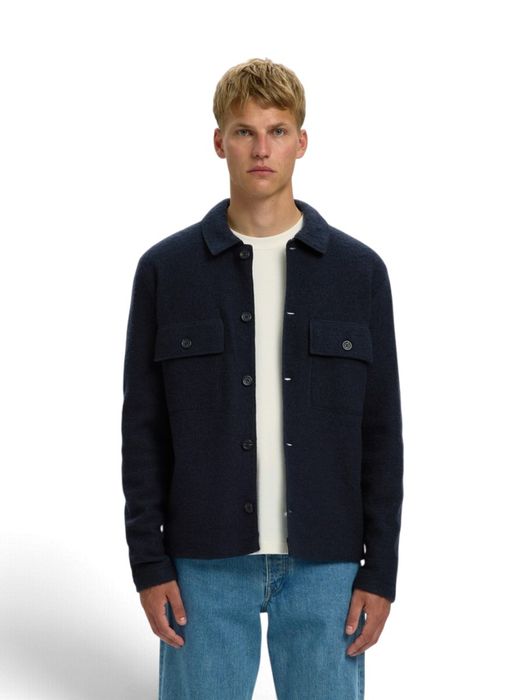 Donkerblauwe wollen cardigan Nealy Selected