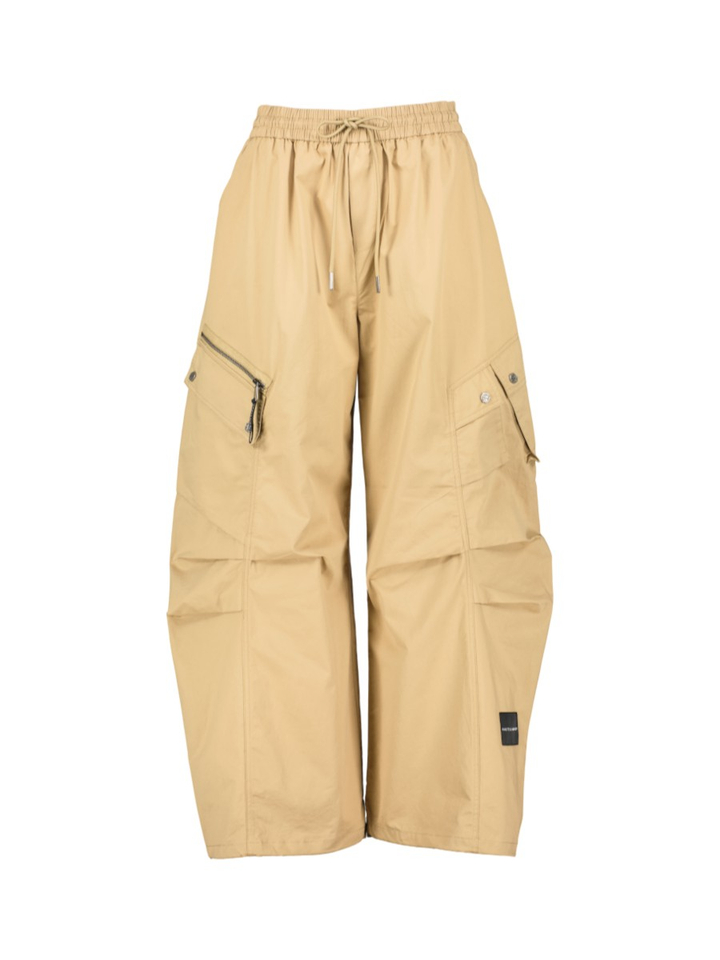 Lichtbruine lange wijde broek met zijzakken Haute L'Amitié