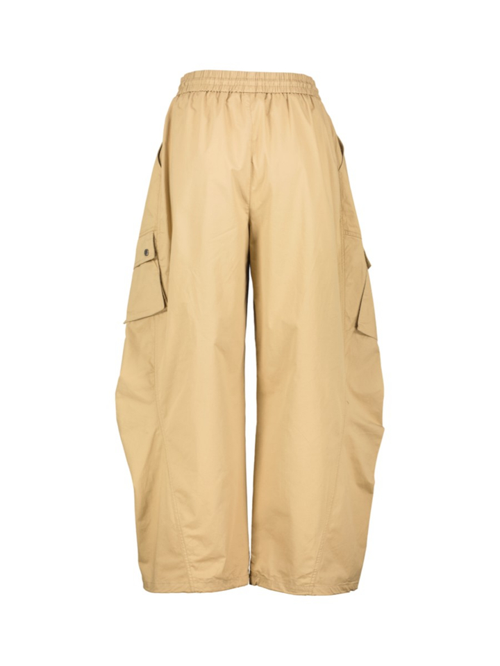 Lichtbruine lange wijde broek met zijzakken Haute L'Amitié