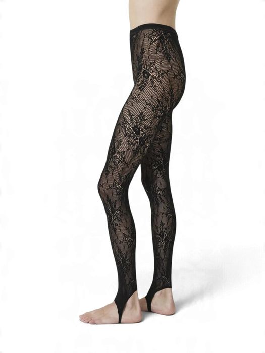 Zwarte Rosa lace stirrup leggings Swedisch Stockings
