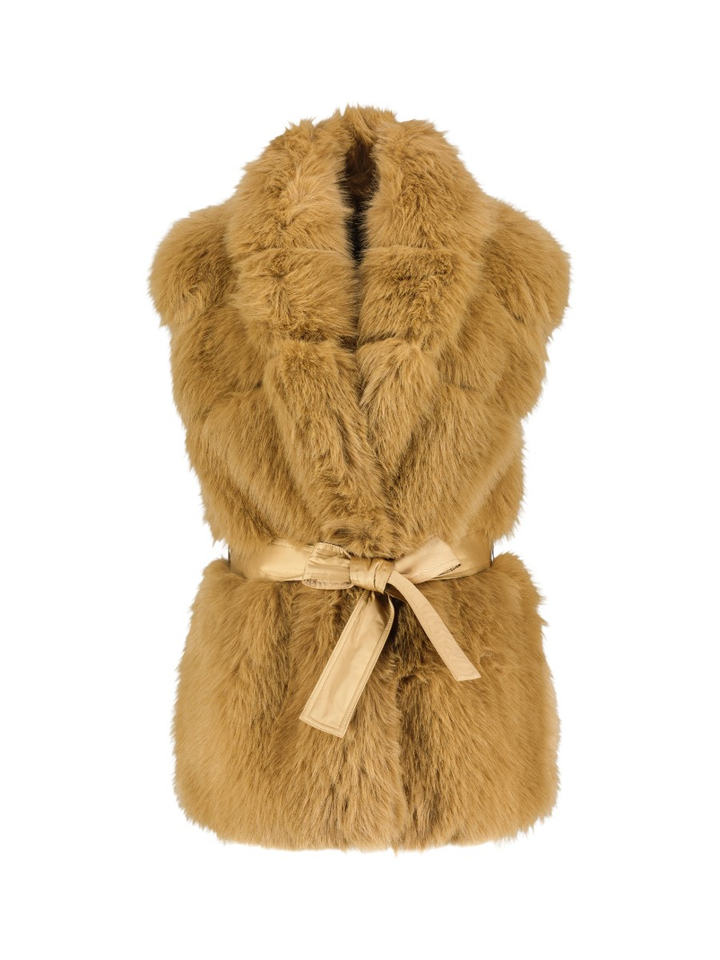 Beige vest van imitatiebont met doorgestikte achterkant Marccain