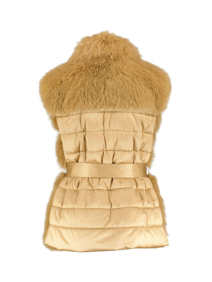 Beige vest van imitatiebont met doorgestikte achterkant Marccain