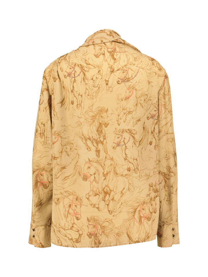 Beige bloes met print en strik detail Marccain