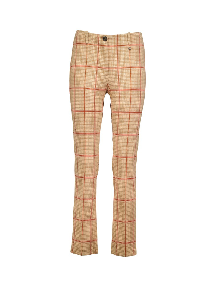 Beige geklede broek met roodroze strepen Marc Cain
