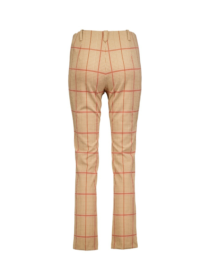 Beige geklede broek met roodroze strepen Marc Cain