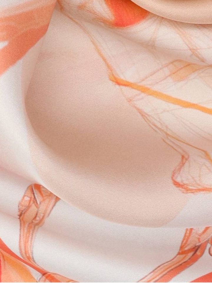 Oranje vierkante zijden sjaal met print Marccain