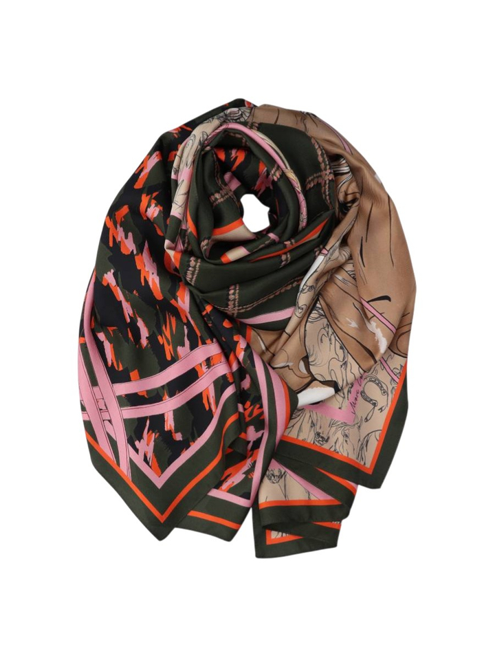 Multi-color zijden sjaal met printmix Marccain 