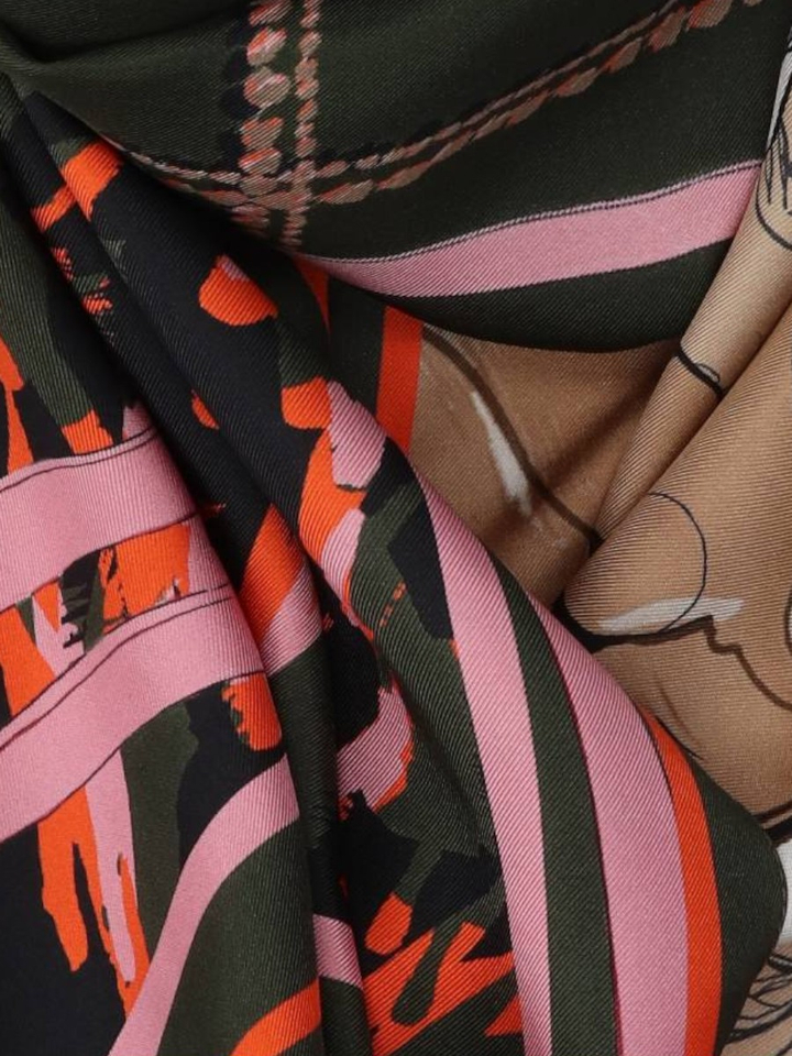 Multi-color zijden sjaal met printmix Marccain 