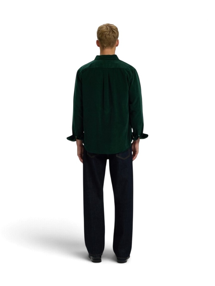 Groen ribfluwelen hemd Regular Fit Selected