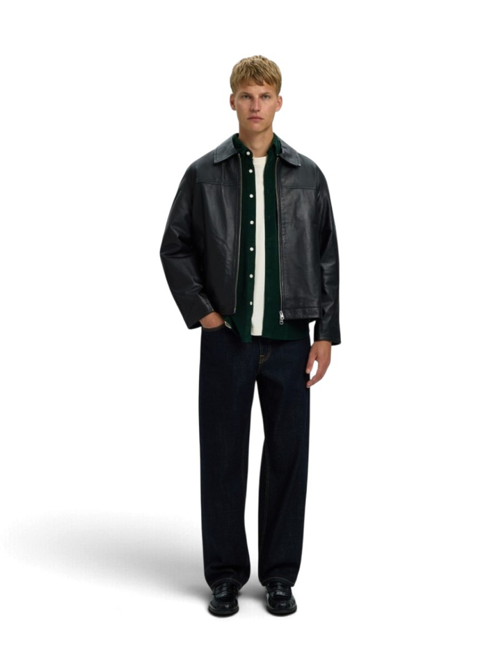 Groen ribfluwelen hemd Regular Fit Selected