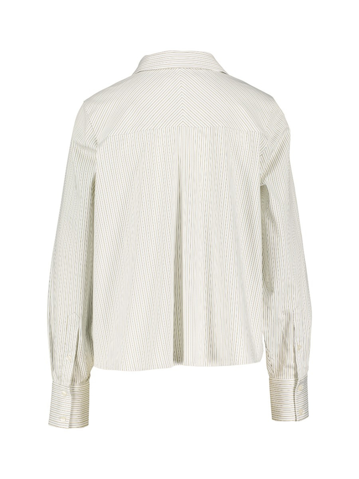 Witte bloes met fijne beige, groene strepen SLWROMIE LS RELAXED SHIRT Selected