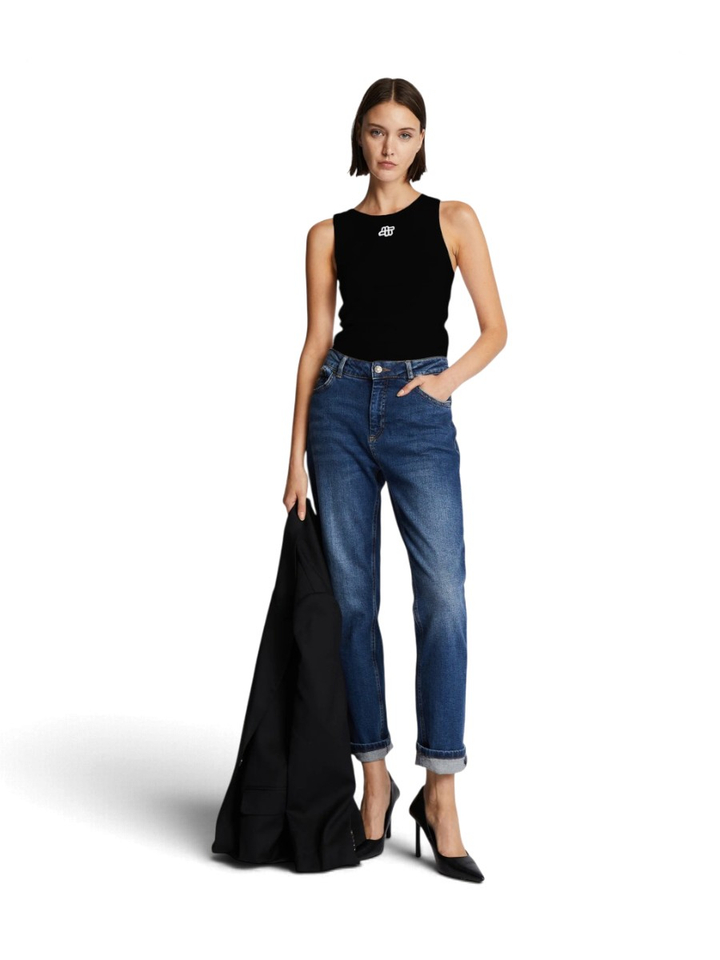 Zwarte top met wit logo Tezza Munthe