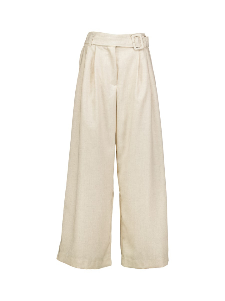 Beige lange broek YASALIKKA HW BELTED PANT Yas