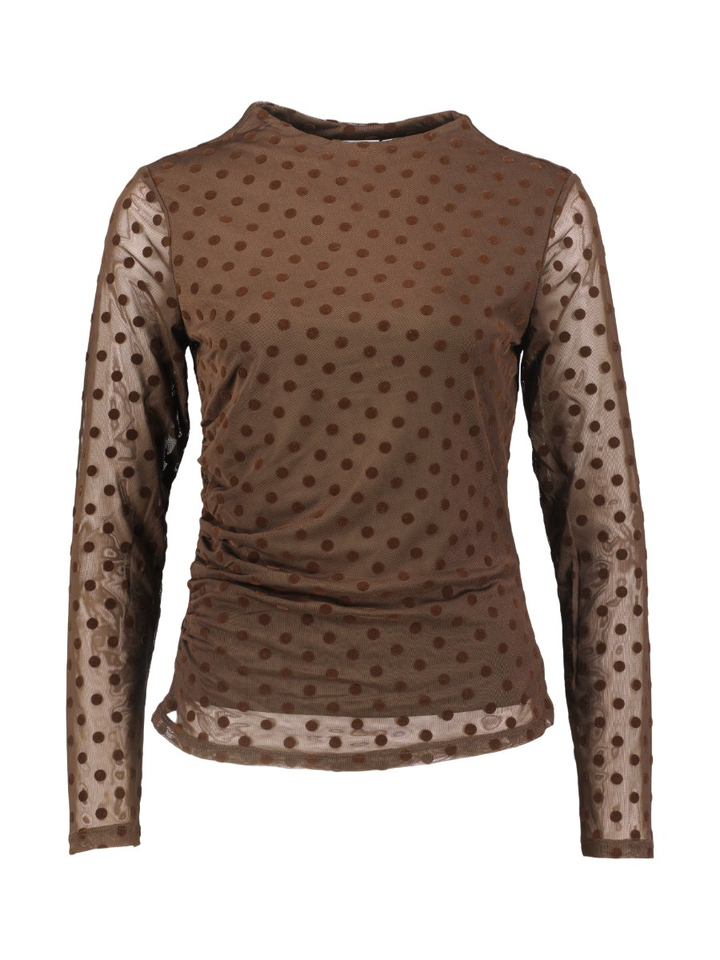 Bruine T-shirt met polkadot print Vila