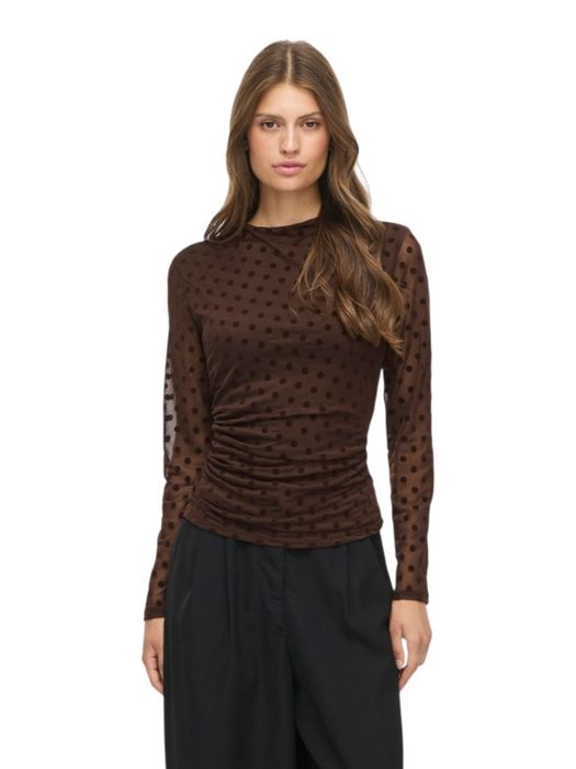 Bruine T-shirt met polkadot print Vila