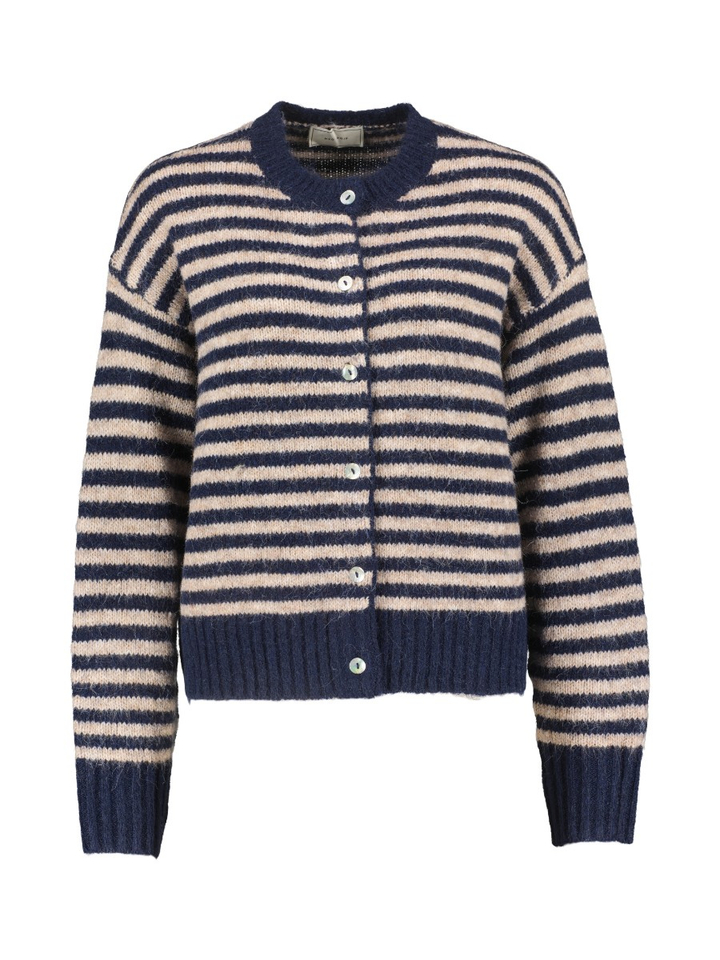Blauw en beige gestreepte cardigan Isana Neo Noir