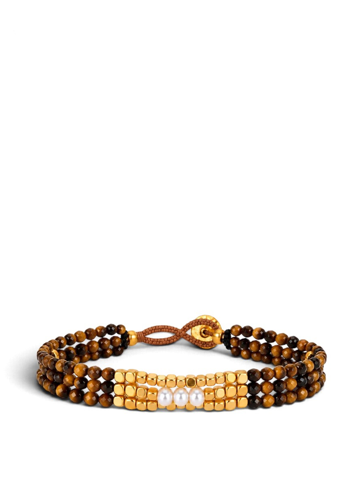 Bruine armband met verschillende patronen Tiger Eye Ibu Jewels 