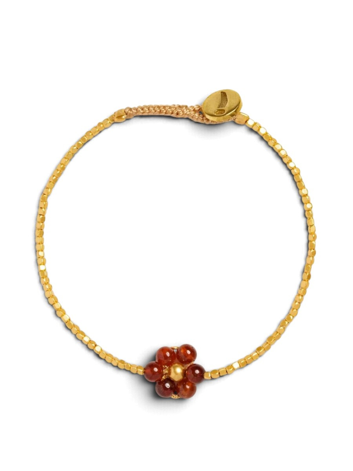 Gouden armband met bruine bloem Garnet Ibu Jewels