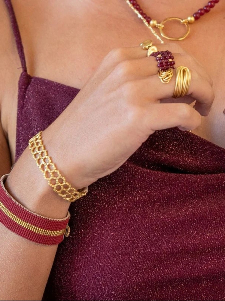 Bruine/gouden armband met parels Maroon Ibu Jewels