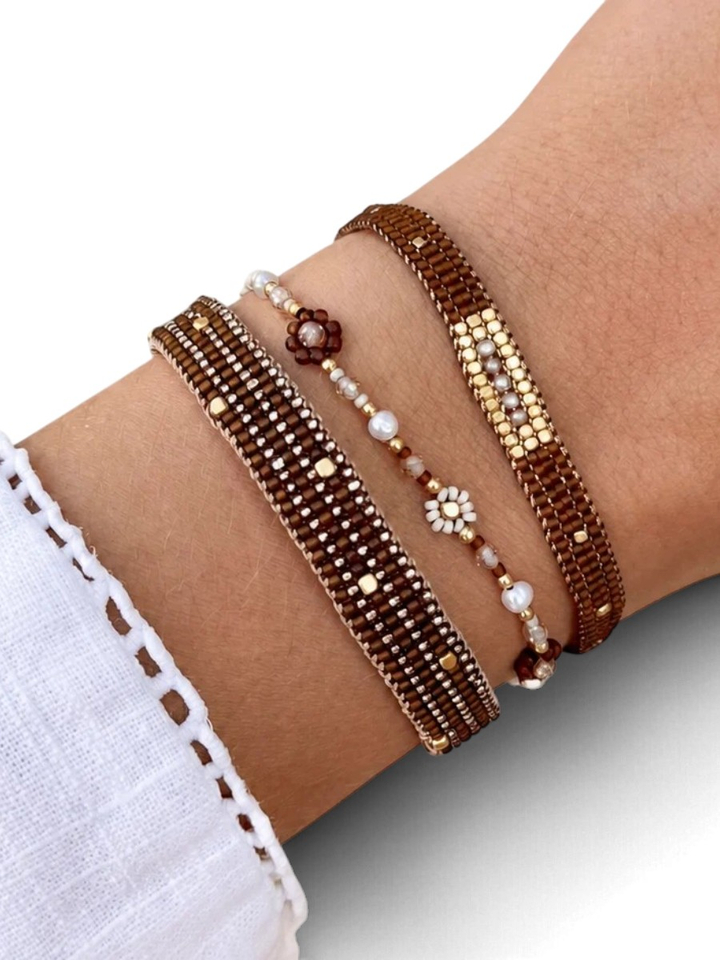 Bruine armband met parels Ibu Jewels