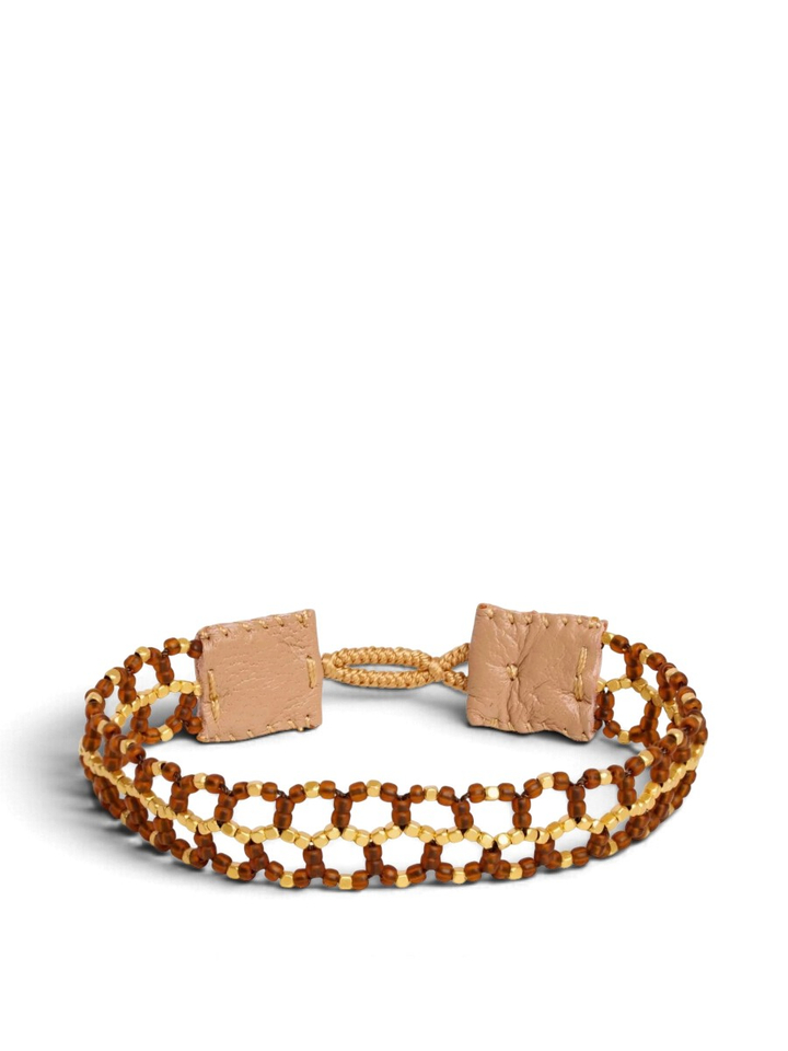 Bruine armband met gouden parels in bolvorm Ibu Jewels