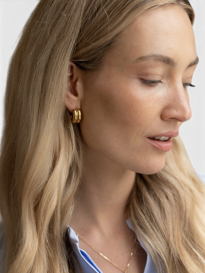 Gouden dubbele creolen Ellen Beekmans 