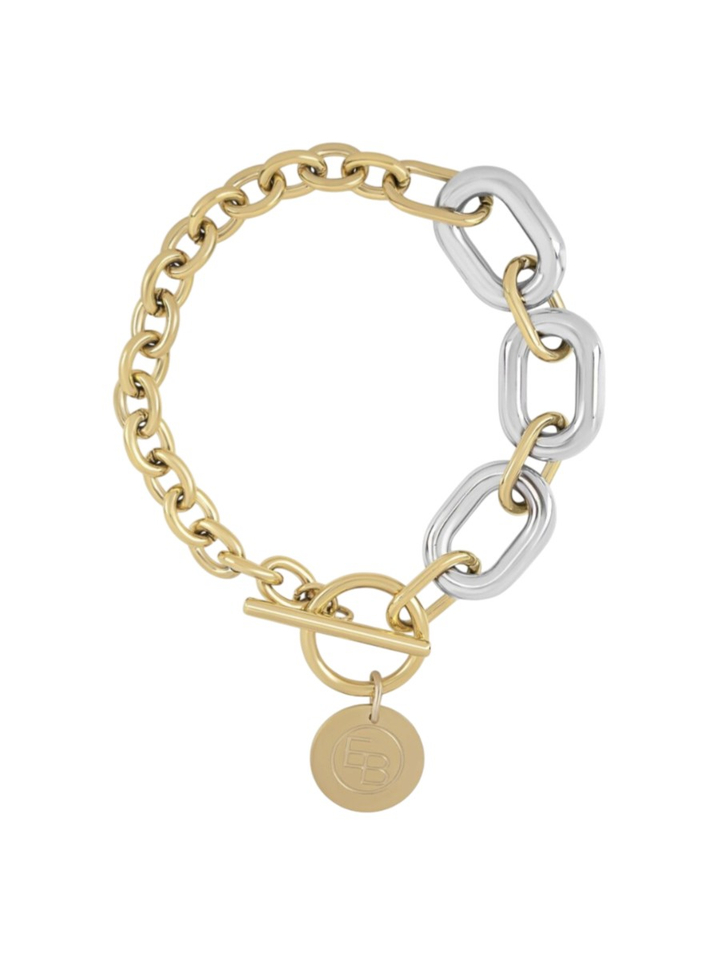 Goud/zilveren schakelarmband Ellen Beekmans
