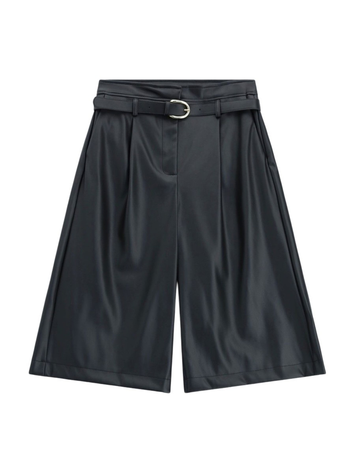 Zwarte lange short in lederlook met riem Imperial 