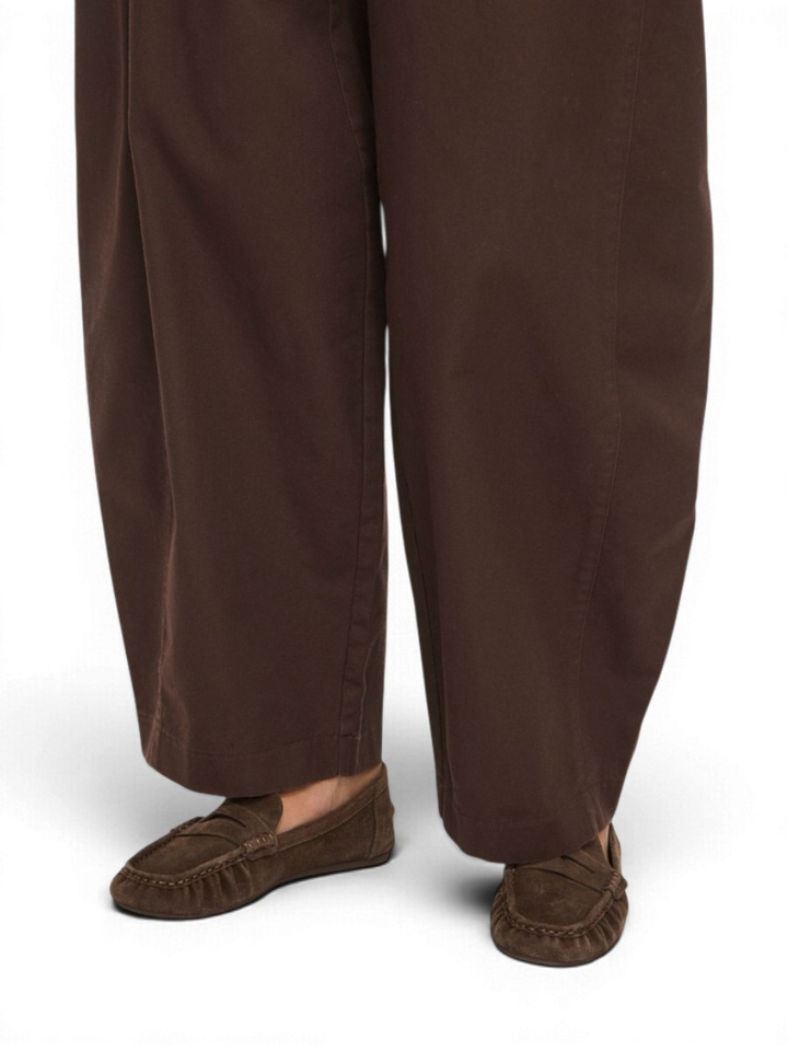 Coffee beankleurige barrel fit broek met strikdetail Vila