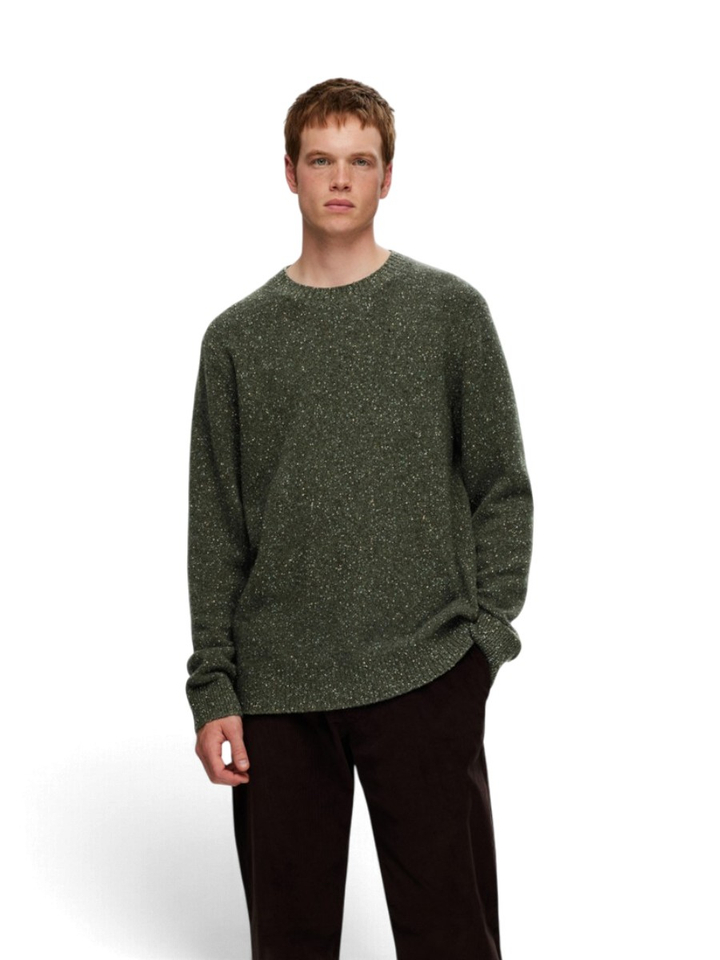 Groene trui melange Neil Selected