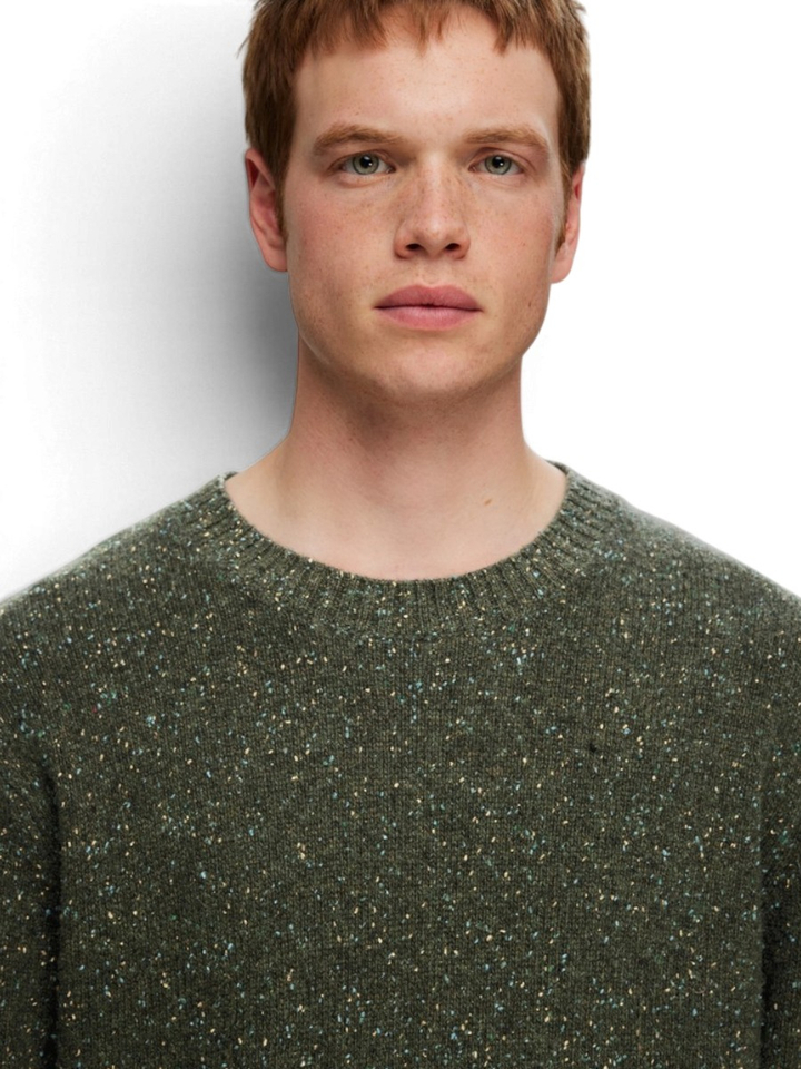 Groene trui melange Neil Selected