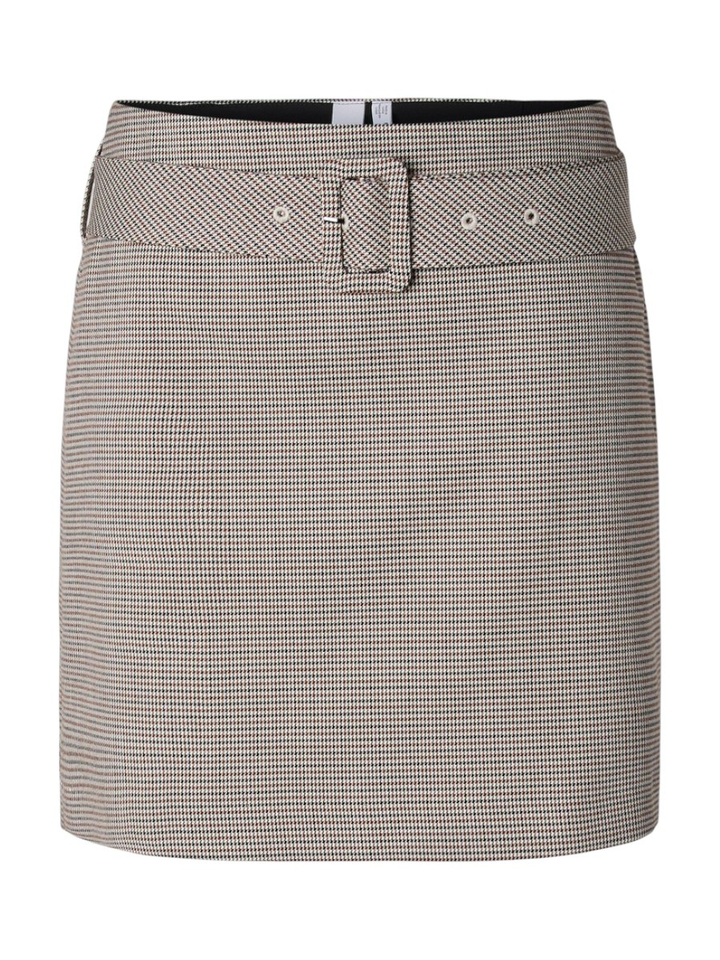 Beige-bruine A-lijn minirok met riem Y.A.S