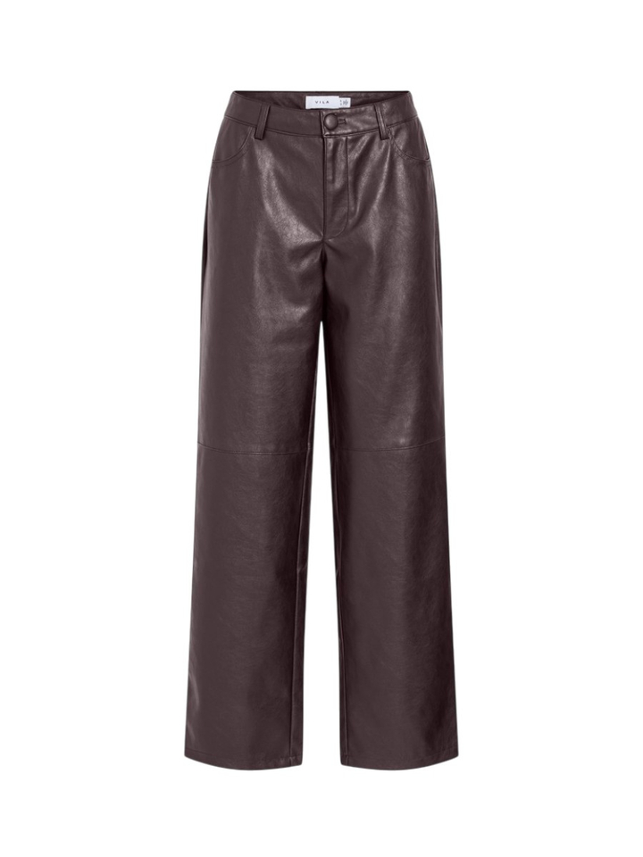 Bruine lederlook broek Viannili Vila