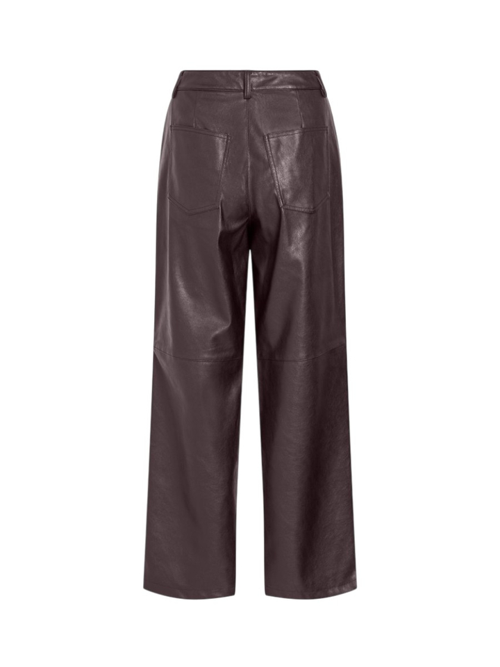 Bruine lederlook broek Viannili Vila