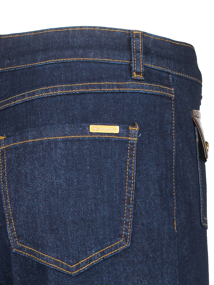 Donkerblauwe flared jeans met lederlook detail Joseph Ribkoff