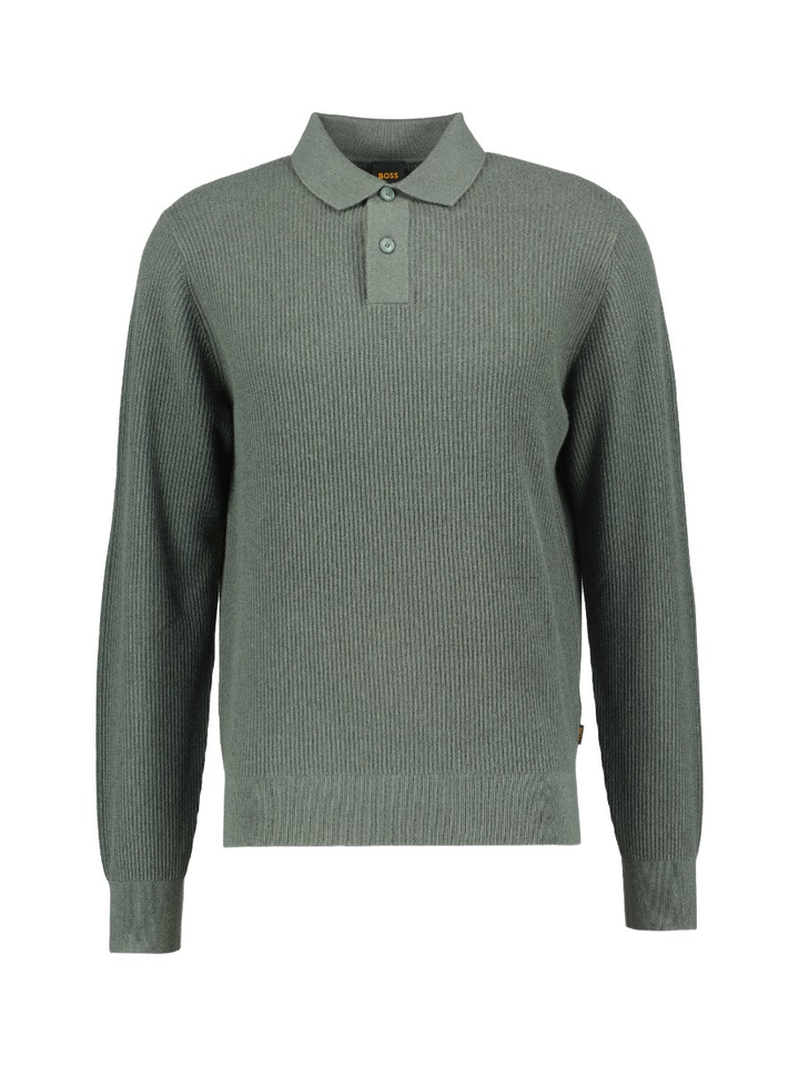 Donkergroene pull met kraag Boss Orange