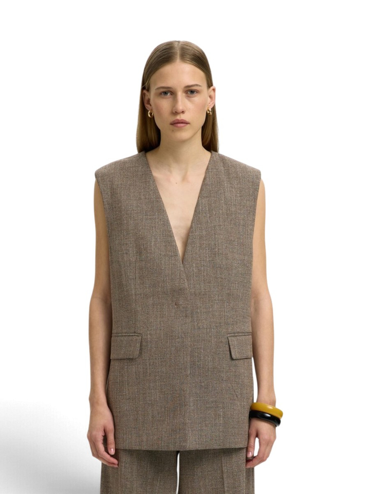 Bruine blazer zonder mouwen Selected Women