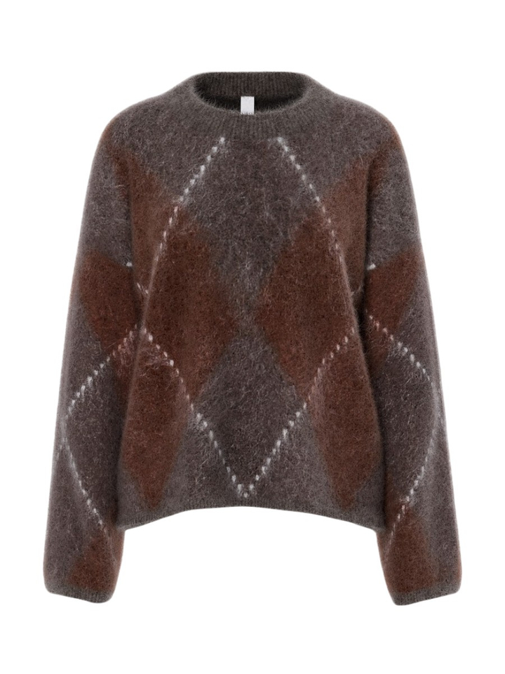 Donkerbruine trui met argyle patroon Yasargy Y.A.S 
