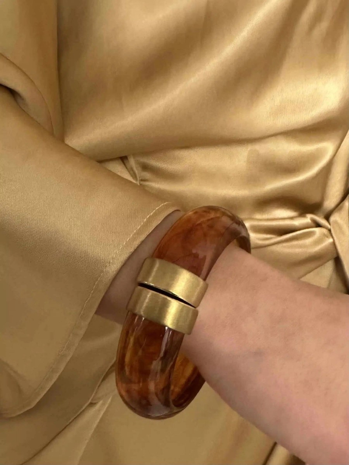 Cognac-bruin bumper bangle mêlée Ellen Beekmans 