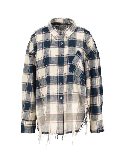 Blauw en ecru katoenen oversized blouse The Tales