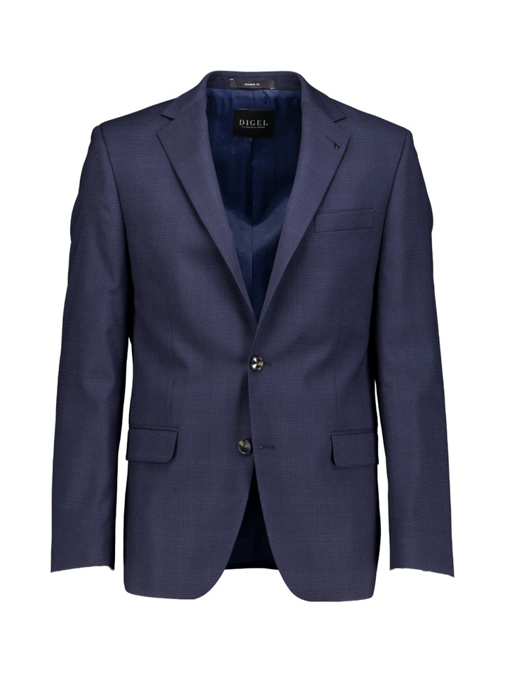Blauwe blazer met fijne ruitjes Duncan Digel