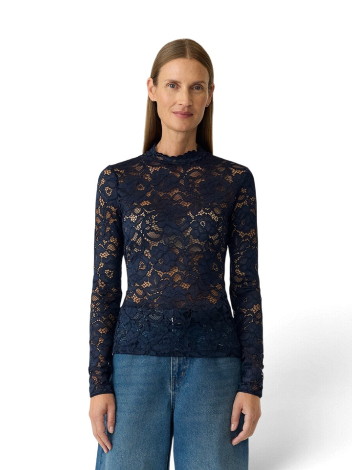 Donkerblauwe kanten blouse Yaslacey Y.A.S 