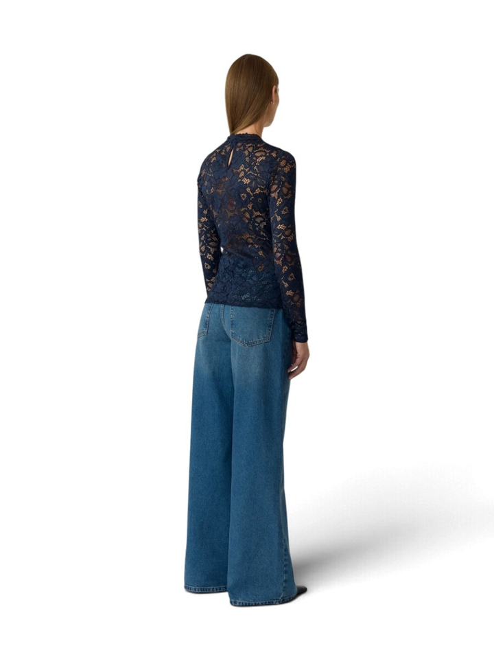 Donkerblauwe kanten blouse Yaslacey Y.A.S 