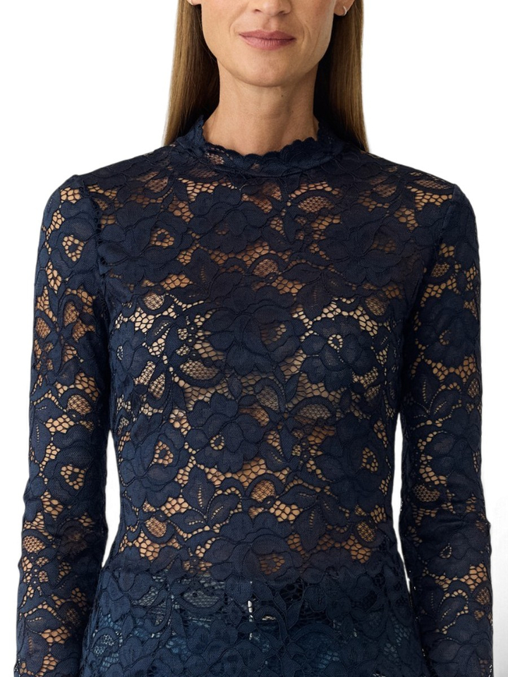 Donkerblauwe kanten blouse Yaslacey Y.A.S 