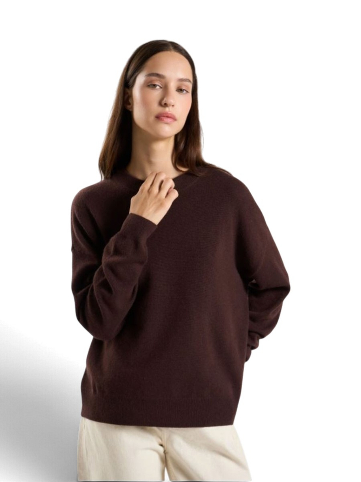 Donkerbruine pull in cashmere met lange mouwen Mapoupette Les tricots de lea