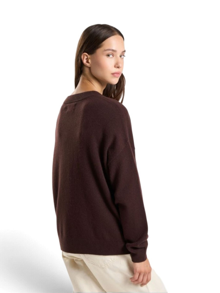 Donkerbruine pull in cashmere met lange mouwen Mapoupette Les tricots de lea
