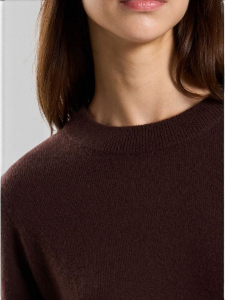 Donkerbruine pull in cashmere met lange mouwen Mapoupette Les tricots de lea