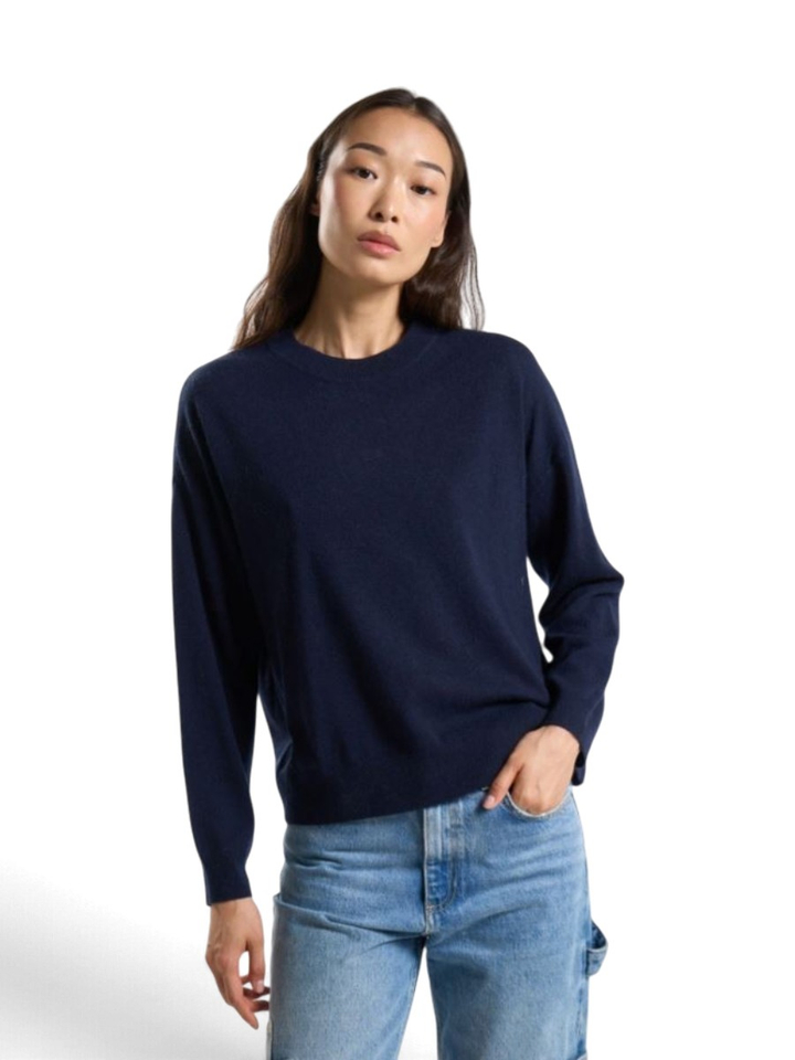 Donkerblauwe pull in cashmere met lange mouwen Mapoupette Les tricots de lea