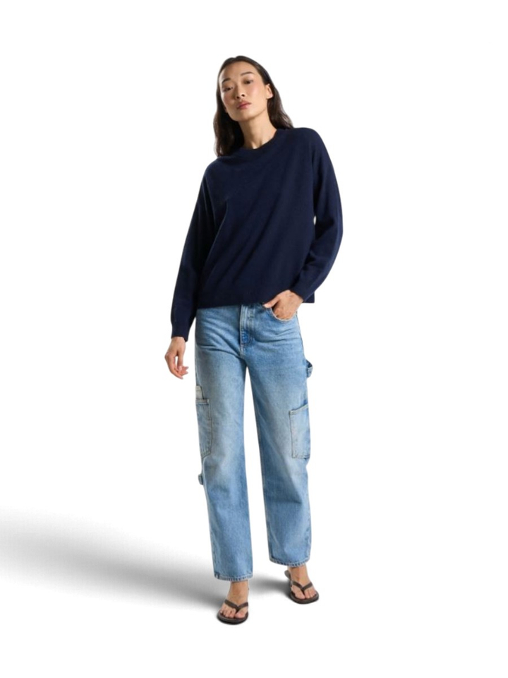 Donkerblauwe pull in cashmere met lange mouwen Mapoupette Les tricots de lea