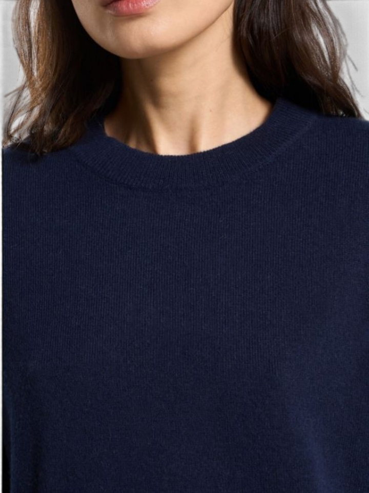 Donkerblauwe pull in cashmere met lange mouwen Mapoupette Les tricots de lea